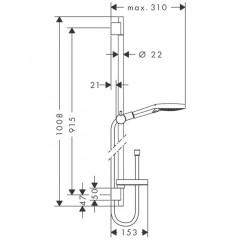 Hansgrohe Raindance Select S Душевой набор: штанга 90см., ручной душ 120, 3jet (Rain, RainAir, WhirlAir), EcoSmart, мыльница, шланг, цвет: хром