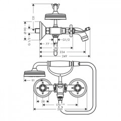 Axor Montreux Смеситель для ванны, настенный с ручным душем, цвет: никель шлифованный