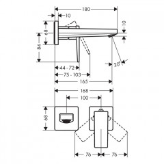 Hansgrohe Metropol Смеситель для раковины, .однорычажный, настенный, излив: 18см., внешняя часть, цвет: хром