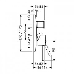 Axor Starck Классический однорычажный смеситель для ванны для скрытого монтажа со встроенной защитной комбинацией EN1717, внешняя часть, цвет: хром