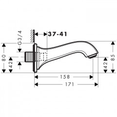 Hansgrohe Metropol Настенный излив на ванну, 15.9см., хром