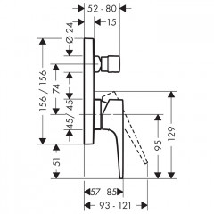 Hansgrohe Metropol смеситель для ванны, встраеваемый, внешняя часть, цвет: хром