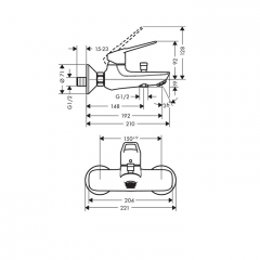 Hansgrohe Novus Loop Однорычажный смеситель для ванны, с рукояткой-петлей, внешний монтаж, хром