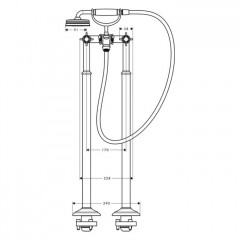 Axor Montreux, Смеситель для ванны, с двумя рукоятками, напольный, внешняя часть, цвет: хром
