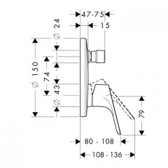 Hansgrohe Focus Смеситель для ванны, встраиваемый, внешняя часть, цвет: хром