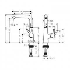 Hansgrohe Talis S, Смеситель для раковины, с донным клапаном, Цвет: хром