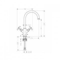 Axor Montreux Смеситель для раковины, двухвентильный, на 1 отв, цвет: никель шлифованный