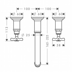Axor Montreux, Смеситель для раковины, на 3отверстия, СМ, внешняя часть, цвет: никель шлифованный