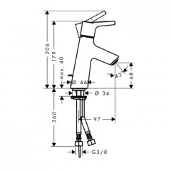 Hansgrohe Talis S, Смеситель для раковины с донным клапаном, Цвет: хром