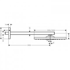 Hansgrohe Raind.E 300 1j Верхний душ, 30х30см., с настенным держателем, цвет: хром