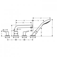 Hansgrohe Talis S, Смеситель на край ванны, на 4 отверстия, Цвет: хром