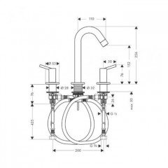 Hansgrohe Focus Смеситель для раковины 100, на 3 отверстия, с донным клапаном, цвет: хром