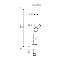 Hansgrohe Unica Штанга для душа 65см., со шлангом, цвет: хром