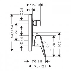 Hansgrohe Logis Смеситель для ванны, однорычажный, встраиваемый, внешняя часть, цвет: хром