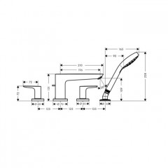 Hansgrohe Talis E Смеситель на край ванны, на 4 отверстия, цвет: хром