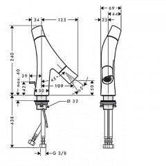 Axor Starck Organic, Смеситель для раковины, на 2 ручки, цвет: хром