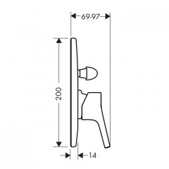 Hansgrohe Talis S, Смеситель для ванны, однорычажный, СМ, внешняя часть, цвет: хром