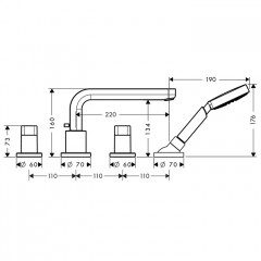 Hansgrohe Metris S Смеситель на борт ванны, на 4 отв., цвет: хром