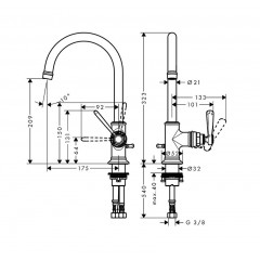 Axor Montreux, Смеситель для раковины 210, однорычажный, с донным клапаном, цвет: хром