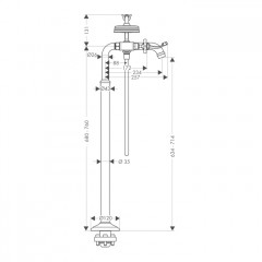 Axor Montreux Смеситель для ванны, напольный, на 2 отв., внешняя часть, цвет: никель шлифованный
