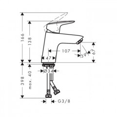 Hansgrohe Logis, Смеситель для раковины, Без донного клапана, Цвет: хром