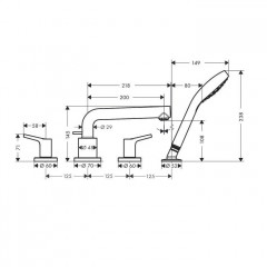 Hansgrohe Talis S, Смеситель для ванны и душа, на 4 отверстия, Цвет: хром