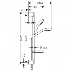 Hansgrohe Croma Select S Var Unica Душевой гарнитур с мыльницой, цвет: хром