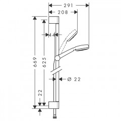 Hansgrohe Crometta 100 1j Uni Душевой гарнитур, с ручным душем, настенный, цвет: хром