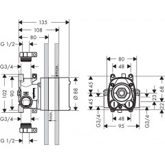 Axor ShowerCollection Скрытая часть для термостата 12x12 см,