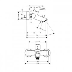 Hansgrohe Talis S, Смеситель для ванны и душа, Цвет: хром