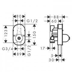 Hansgrohe Скрытая часть встраиваемого смесителя для ванны