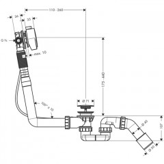 Hansgrohe Exafill S Готовый набор, излив на ванну со сливом и переливом для стандартных ванн