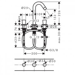 Hansgrohe Logis Смеситель для раковины, на 3 отв., цвет: хром