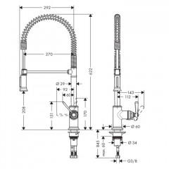 Axor Montreux Смеситель для кухни, однорычажный, на 1 отв., с выдвижной лейкой, цвет: сталь