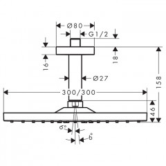 Hansgrohe Raindance E 300 Air 1j.Верхний душ, 30х30см., цвет: хром