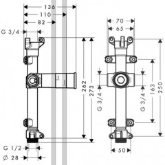 Axor ShowerCollection Скрытая часть излива с ливневым потоком,
