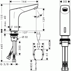 Hansgrohe Focus Смеситель для раковины, электронный, без регулировки температуры, питание от сети 230 В, цвет: хром