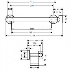 Hansgrohe Unica Comfort Поручень с полочкой и держателем для душа, подвесной, цвет: хром/белый