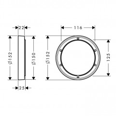 Hansgrohe Удлинитель внешней части, Ø 15см, цвет: хром