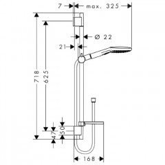 Hansgrohe Raindance Select E Душевой набор: штанга 65см, ручной душ 120, 3jet (Rain, RainAir, WhirlAir), мыльница, шланг, цвет: белый/хром