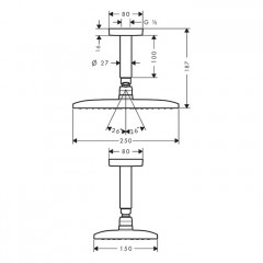 Hansgrohe Raindance E Верхний душ 25х15см., потолочный, цвет: хром