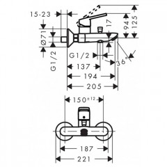 Hansgrohe Logis Loop смеситель для ванны, ВМ, цвет: хром