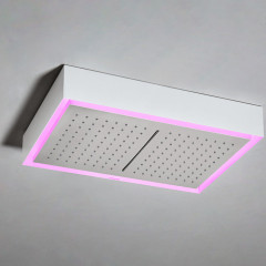 ANTONIO LUPI FUORIMETEO SLIM Верхний душ 520х350х90 мм, потолочный монтаж, с каскадом, с подсветкой, пультом и трансформ, рама белая, лейка зерк сталь