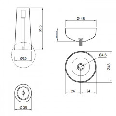 Antonio Lupi Albume Раковина накладная, круглая Ø48см, без отв. под смес, без перелива, с д/клапаном (хром), мат-л: Cristalmood, цвет: Bottiglia
