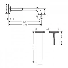 Axor Citterio E Смеситель для раковины, встраиваемый, излив: 23.2см., цвет: Шлифованное золото