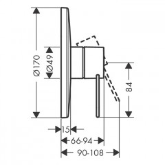 Axor Uno Встраиваемый смеситель для душа, однорычажный, внешняя часть, цвет: шлифованный никель