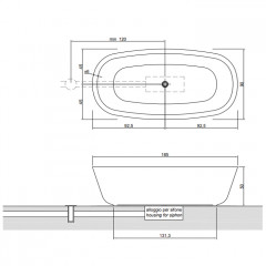 Antonio Lupi Baia Ванна отдельностоящая 185х90х50 см, с д/клапаном (хром), без перелива, без сифона, мат-л : нат.камень, цвет: Pietra Luna
