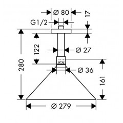 Axor Showers/Front Верхний душ 240 2 jet с потолочным подсоединением, цвет: хром