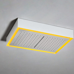 ANTONIO LUPI FUORIMETEO SLIM Верхний душ 520х350х90 мм, потолочный монтаж, с каскадом, с подсветкой, пультом и трансформ, рама белая, лейка зерк сталь