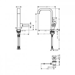 Axor Citterio Смеситель для раковины, однорычажный, с высоким изливом, цвет: хром